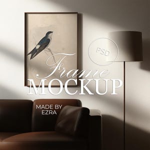 Maqueta de marco para sala de estar, maqueta de arte de pared interior moderno, marco minimalista para decoración del hogar, maqueta de objeto inteligente PSD JPG para Photoshop