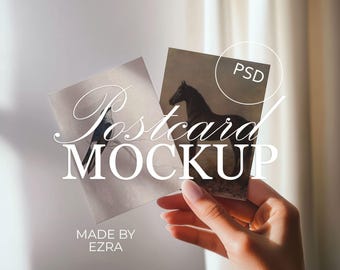 Minimalistisches Kartenmodell in der Hand, Set mit zwei Handkartenmodellen, natürliches Lichtmodell mit Person, PSD Photoshop-Vorlage, JPG Smart-Objekt