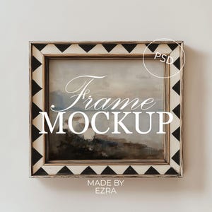 Triangle Frame Mockup, Bold Retro Wall Poster PSD, 4x5 Horizontal Frame PSD for Photoshop, Smart Object JPG Art Display Template | 20