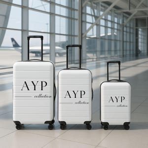 Modern White Luggage Set – 3 Piece Hardshell Suitcase with Spinner Wheels – Lightweight Travel Bag – Carry On Checked Luggage AYP collection