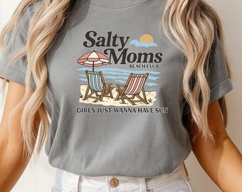 Salty Moms Beach Club Comfort Colors Shirt, The Beach Club Shirt, Aesthetic Beach Shirt, Mother’s Day Shirt Gift, Summer Vibes Tee