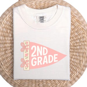 Custom Pennants Flag Teacher Shirt, Teacher Shirt, Preppy Back to School Shirt, School Spirit Teacher Tee, Coquette Bow Pre-K Pennant Flag