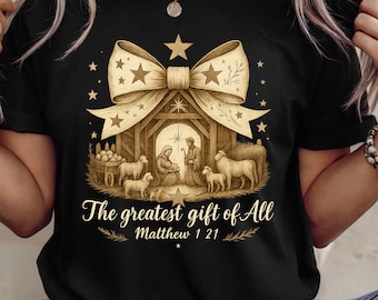 Camiseta cristiana navideña: El regalo más grande, Belén
