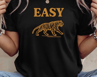 Enkel Tiger Graphic Tee: Komfortfärger Vintage Distressed T-shirt