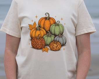 Thankful Pumpkin Shirt – Leopard Print Fall Thanksgiving Tee
