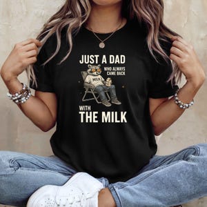 Just A Dad Who Came Back With The Milk Shirt, Funny Raccoon Dad Tee, Father’s Day Gift, Retro Dad Joke Shirt