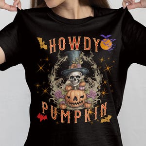 Howdy Pumpkin Cowboy Halloween T-Shirt: Spooky Cowgirl Western Tee