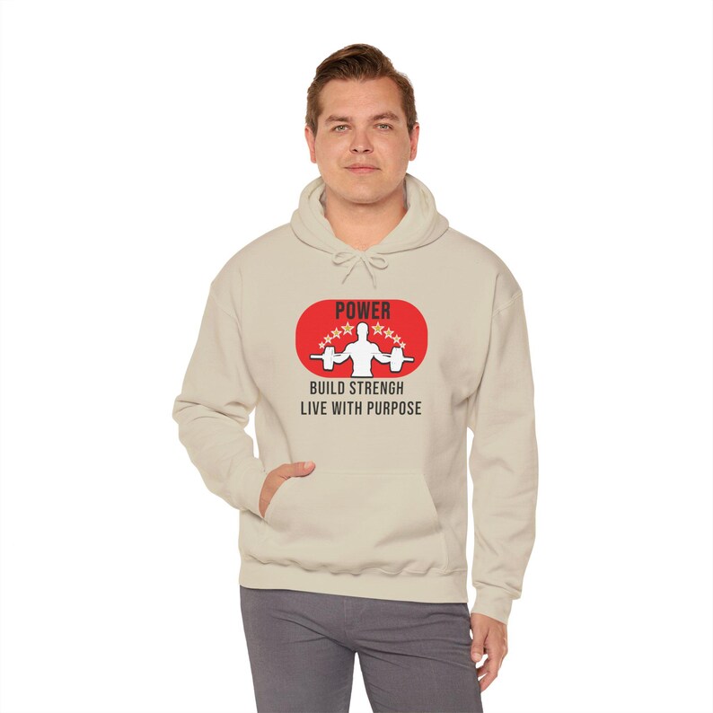 Power Hoodie, Motivational Gym Sweatshirt, Strength Training Apparel, Fitness Clothing Bild 7