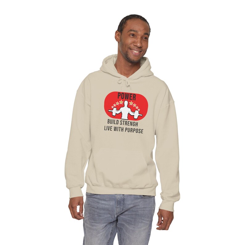 Power Hoodie, Motivational Gym Sweatshirt, Strength Training Apparel, Fitness Clothing Bild 4