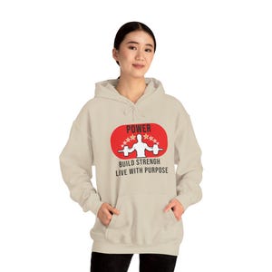 Power Hoodie, Motivational Gym Sweatshirt, Strength Training Apparel, Fitness Clothing Bild 6