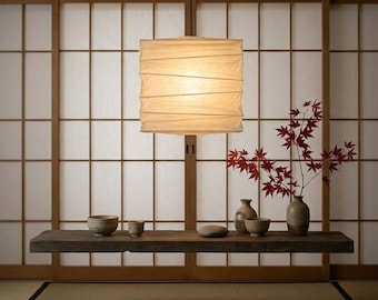 Japanese Wabi Sabi Paper Lantern | Japandi Minimalist Pendant Light, Zen Decor