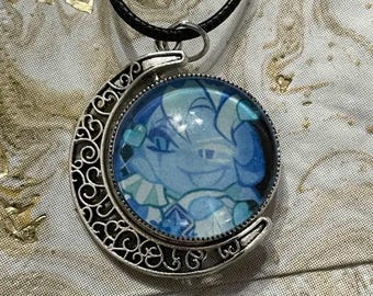 2-Sided Moon Pendant | CookieRun Necklaces | Shadow Milk Cookie & Pure Vanilla Cookie