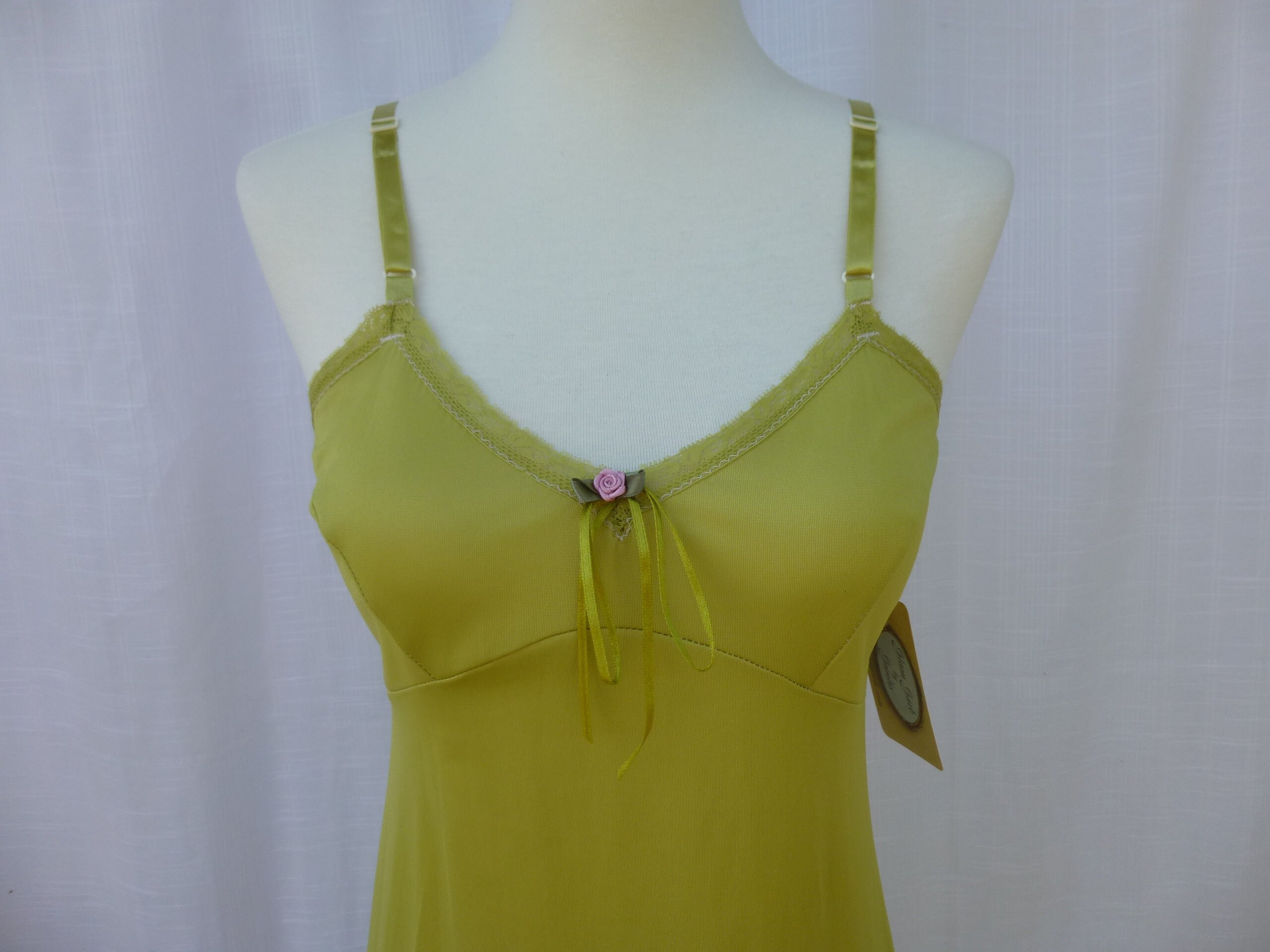 chartreuse slip dress