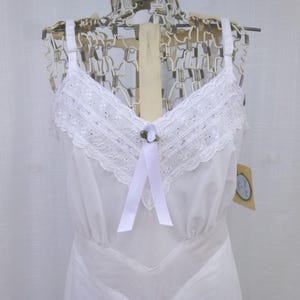 Handmade White Cotton Slip Dress: Vintage Lace Trim Full-Slip S Glam Garb | read description