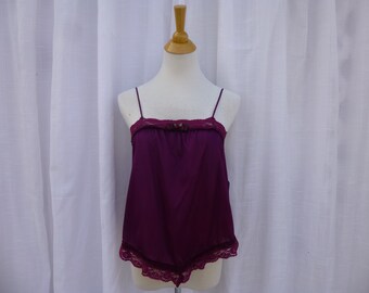 Camisole S M Ruby Red Wine Rose Glam Garb Handmade USA Hand-Dyed Vintage Chemise Retro Negligee Romantic Feminine Victorian Boudoir Boho