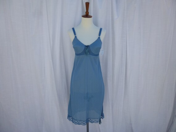 Bustier Slip Dress Bra P 32 XS Turquoise Blue Glam Garb Handmade