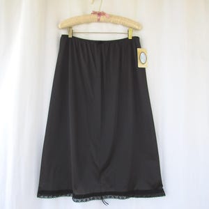 Handmade Black Nylon Slip Skirt XL/XXL: Lacy Half-Slip Extender Glam Garb | read description