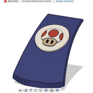 May include: A blue, curved object with a mushroom design. The mushroom has a white cap with red spots and a tan stem. The text "Read-Only: Document limit has been reached" is at the top.