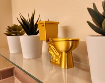 3D Printed Golden Toilet - Unique Bathroom Decor, Fun Gift, Trophy or Award