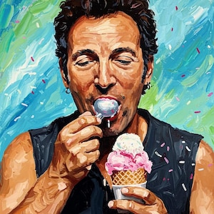 Bruce Springsteen eating ice cream painting wall art digital file