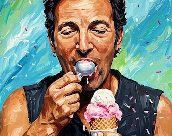 Bruce Springsteen eating ice cream painting wall art digital file