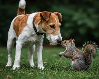 Dog and Squirrel Poster