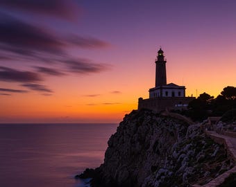 Stampa fotografica del faro in Spagna al tramonto
