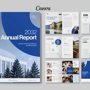Annual Report Template - Canva Editable | School & College Report | University Year-End Summary | Instant Download