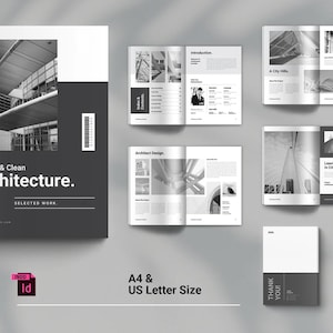 Modern Architecture Portfolio Template | InDesign | A4 | US Letter  | Clean & Minimal Layout | Architect Portfolio | Student