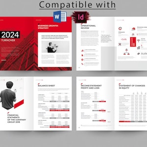 Bold Annual Report Template 2025 | InDesign & MS Word Compatible | Business Growth Strategy | Financial Statements | Instant Download