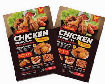 Hähnchen-Promo-Flyer: Restaurant-Menü-Deal-Vorlage (Digitaler Download)