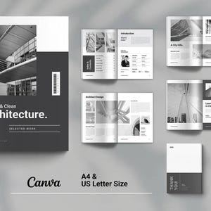 Modern Architecture Portfolio Template | Canva Template  | A4 | US Letter  | Clean & Minimal Layout | Architect Portfolio | Student