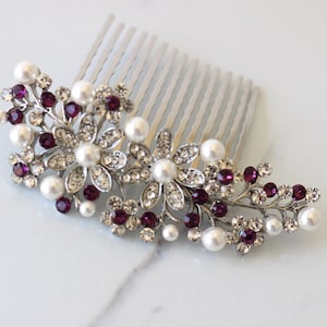 Bridal hair comb, Rhinestone Hair Comb, wedding hair accessories, wedding hair comb, bridesmaid hair comb, purple crystal comb, PAMELA