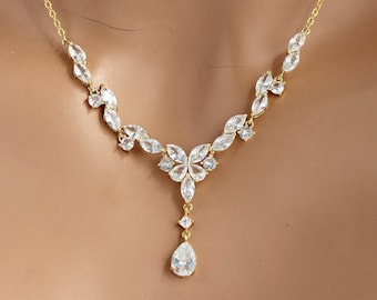 Bridal Necklace Set for wedding jewelry set bridal jewelry Set gold bridal necklace and earrings set wedding Necklace bridal Earrings LUISA
