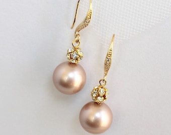 Bridal pearl Earrings, wedding rhinestone earrings, bridal earrings chandelier, pearl earrings, rhinestone earrings, bridal jewelry, CLAIRE