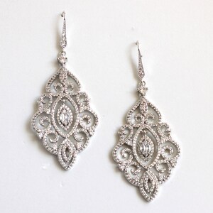 Bridal crystal Earrings, wedding rhinestone earrings, bridal earrings chandelier, bridal Earrings, Statement Earrings, vintage style, REA