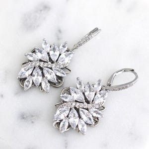 Cubic Zirconia Bridal Chandelier Earrings: Vintage Wedding Dangle Earrings, Blake