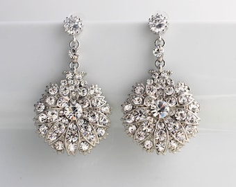 Bridal crystal Earrings, bridal earrings Chandelier, wedding Rhinestone earrings, Statement Earrings, Rhinestone Earrings, crystal, JUDITH