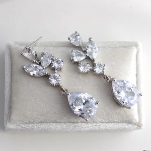 Wedding Cubic Zirconia Earrings: Bridal Chandelier Rhinestone Wedding Dangle, Rachael