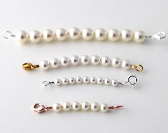 Pearl necklace extender, necklace extender, pearl bracelet extender, adjustable necklace extender, pearl extension for necklace or bracelet