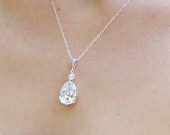 Bridal crystal necklace, wedding Rhinestone necklace, bridal rhinestone necklace, bridesmaid necklace, bridal teardrop necklace, ARIA