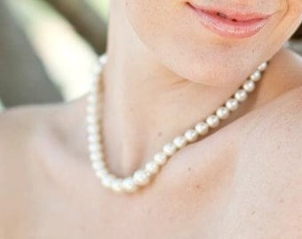 Bridal Pearl Necklace, Wedding rhinestone Necklace, wedding necklace, bridal jewelry, pearl necklace, rhinestone necklace, pearl, KRISTEN