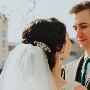 Bridal Hair  Style : Emerald Green Crystal Rhinestone Wedding Hair Accessory, ROSELANI