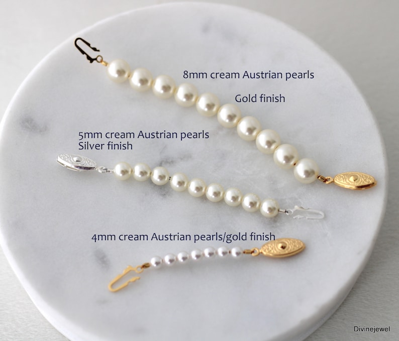 Pearl necklace extender, necklace extender, fish hook extender, adjustable necklace extender, pearl extension for necklace or bracelet zdjęcie 7