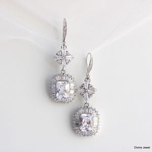 Art Deco Rhinestone Chandelier Earrings: Bridal Wedding Jewelry, Madison