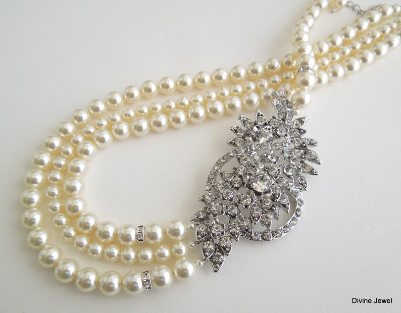 pearl and rhinestone wedding necklace