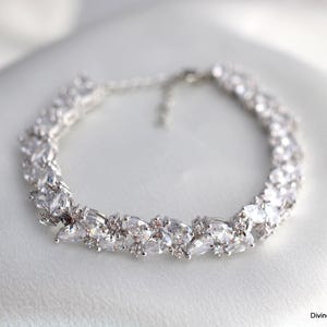 Bridal bracelet, Bridal jewelry rhinestone, crystal bracelet for women, Cubic zirconia bracelet, Bridesmaid bracelet, Wedding jewelry, ANYA