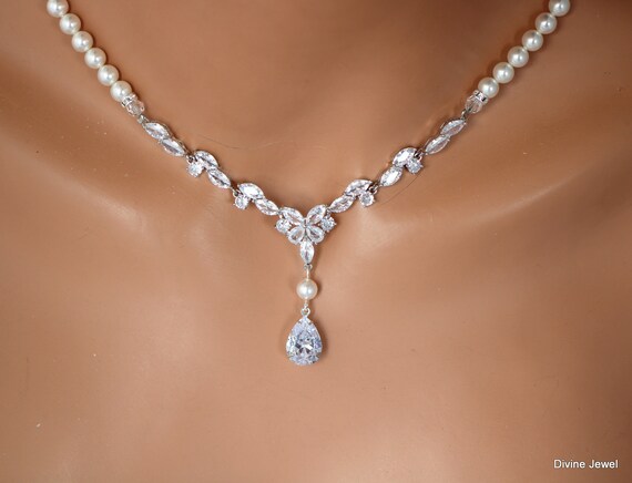 Set Collana Perle Donna – Collana 45 Cm, Bracciale 18 Cm, Orecchini, Perle 7/8 Mm, Bianco Argento, Con Scatola Regalo