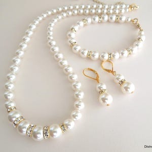 Wedding jewelry Set, bridesmaid jewelry set, Bridal jewelry Set, bridal Necklace and earring Set, wedding Necklace Pearl set, pearl, KRISTEN