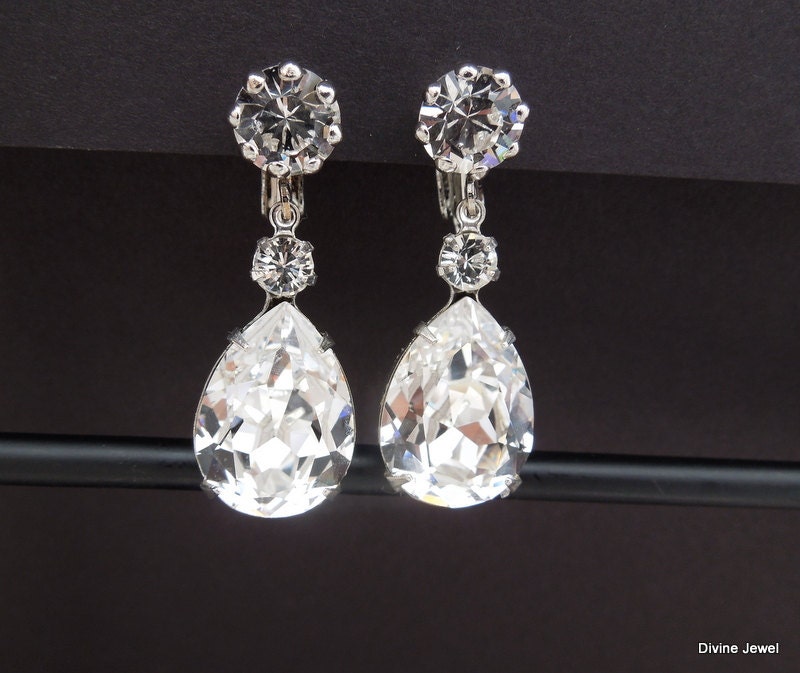 Bridal Earrings Swarovski Teardrop Crystal Earrings Chandelier
